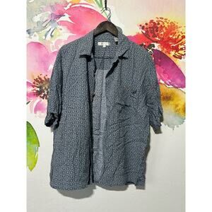 Direction Short Sleeve Button Up Shirt - Large - Color Blue and Gray